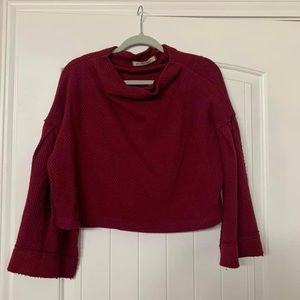 Free People Raspberry Cropped Sweater